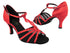 1692 112 Red Satin_Black Mesh with 2.75" Heel in the photo