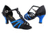 1692 234 Blue Stardust_H_Black Satin_Black Mesh with 2.5" Heel in the photo