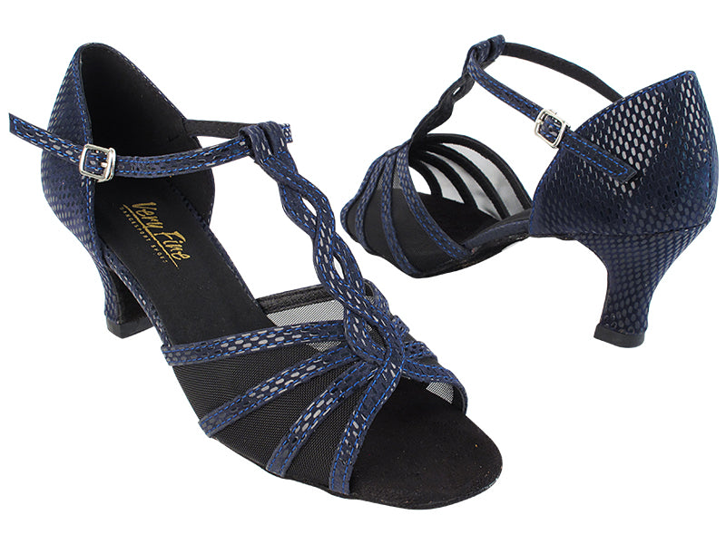 1692 296 Dark Blue Velvet_Black Mesh with 2.5&quot; Heel (2899) in the photo