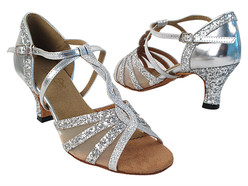 1692 7 Silver Spakle_T_H_126 Silver Stardust_T_55 Silver PU X-Strap Arch_B_Flesh Mesh with Women&