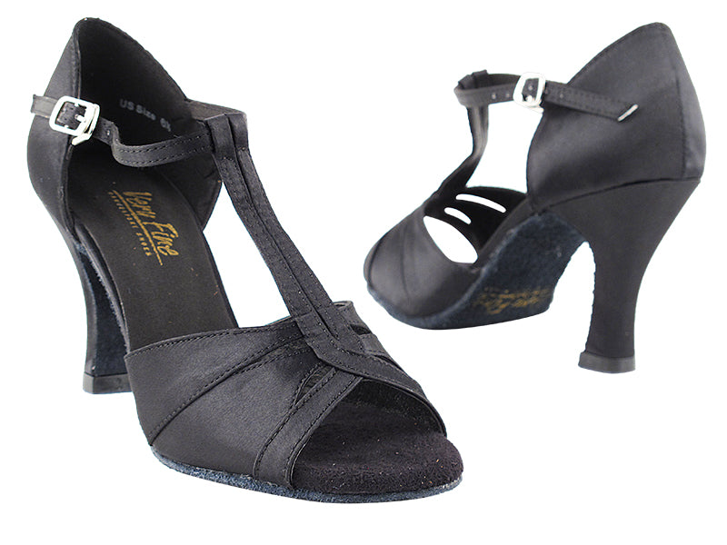 1703 Black Satin with 3&quot; Heel in the photo