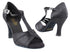 1703 Black Satin with 3" Heel in the photo