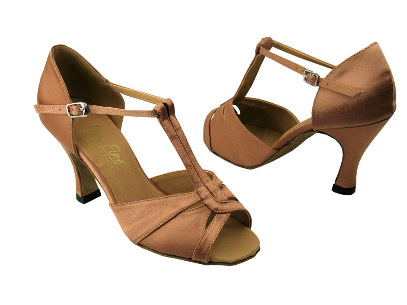 1703 Brown Satin with 3&quot; Heel in the photo