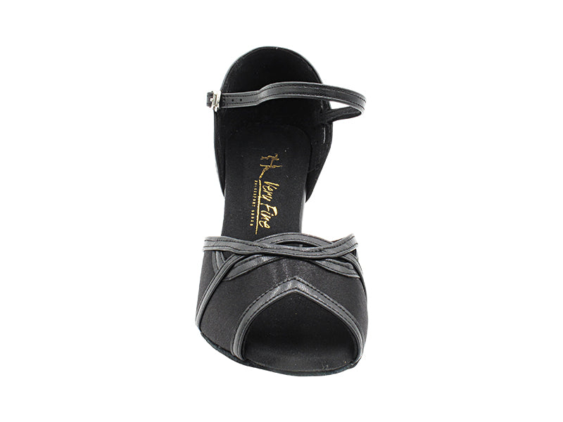 1706 Black Satin &amp; Black Leather Trim with 2.5&quot; Heel (2899) in the photo