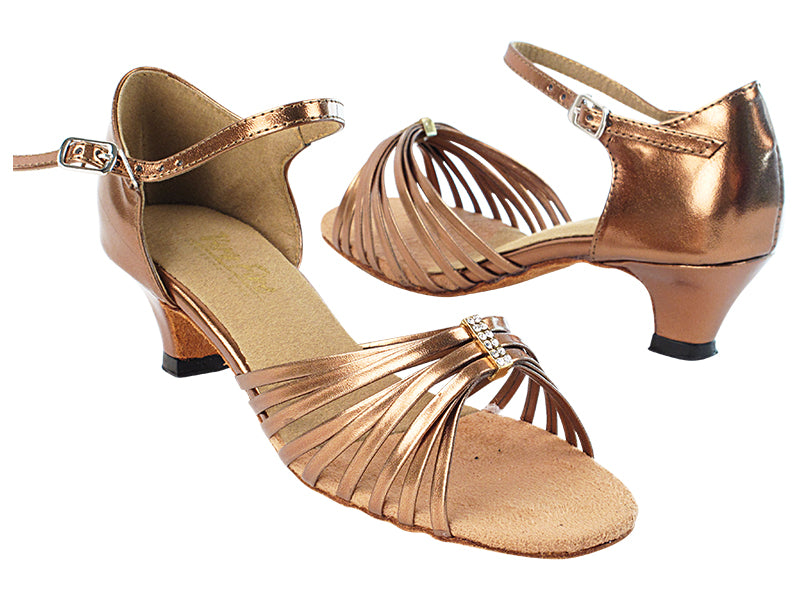 1712 171 Dark Tan Gold PU with 387_1.3&quot; Cuban Heel in the photo