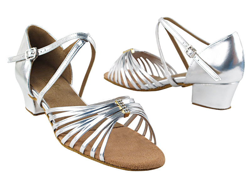 1712 55 Silver PU_1650 BackStrap_Same as S92308 with 1.5&quot; Medium Heel in the photo