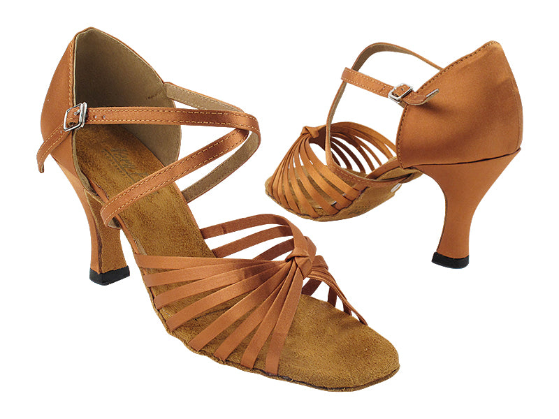 1714X Dark Tan Satin with 3&quot; Heel (6812) in the photo