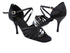 1716 Black Satin with 3" Slim Black Plated Heel in the photo