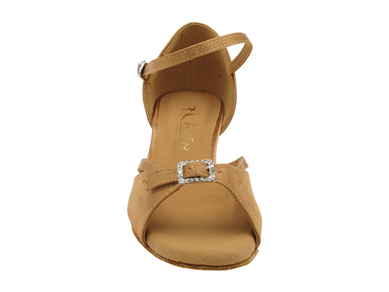 1720FT Tan Satin with 1&quot; Flat Heel in the photo