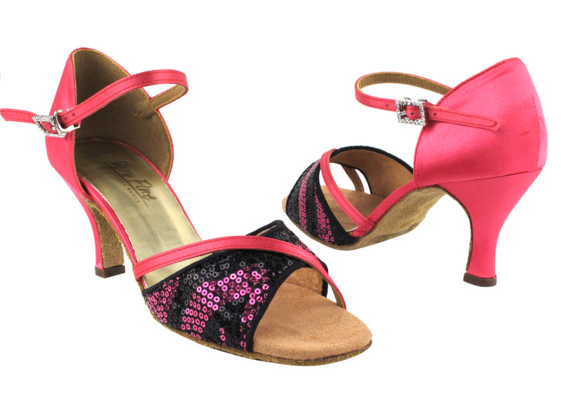 1734 255 Pink Black &amp; 246 Pink Satin with Rhinestone Buckle (same as 1734) with 2.75&quot; Heel in the photo