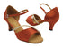 1734 Dark Tan Satin & Light Gold Leather Trim with 2.5" Heel (2899) in the photo