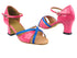 1740 260 Pink Patent_234 Blue Stardust Trim_2709 BackStrap with 2.2" Thick Cuban Heel in the photo