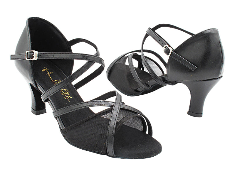 1740 Black Lether &amp; Black Mesh  with 2.5&quot; Heel (2899) in the photo