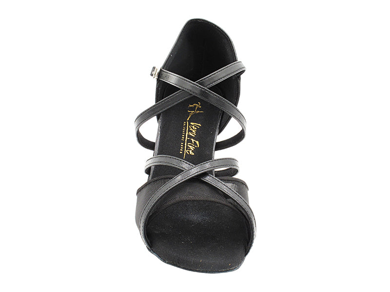 1748 Black Satin &amp; Black Leather  with 2.5&quot; Heel (2899) in the photo