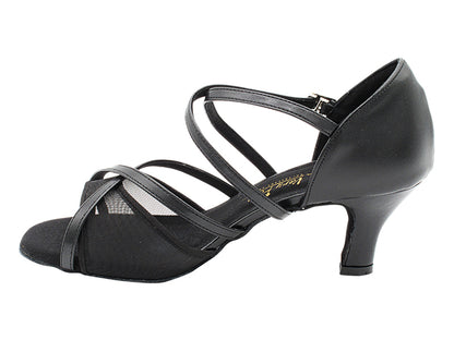 1740 Black Lether &amp; Black Mesh  with 2.5&quot; Heel (2899) in the photo