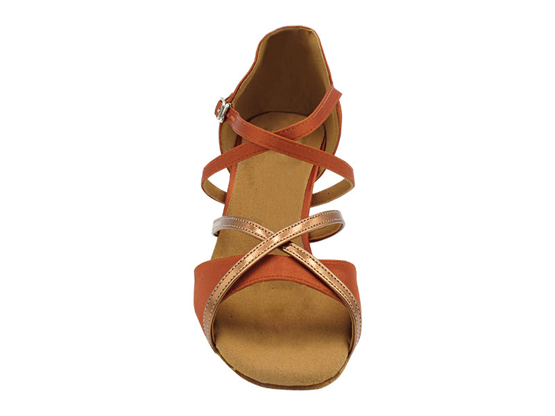 1740 Dark Tan Satin &amp; Dark Tan Gold Trim  with 2.5&quot; Heel (2899) in the photo