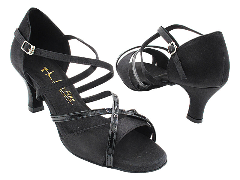 1740 Black Satin &amp; Black Patent Trim with 2.5" Heel (2899) in the photo