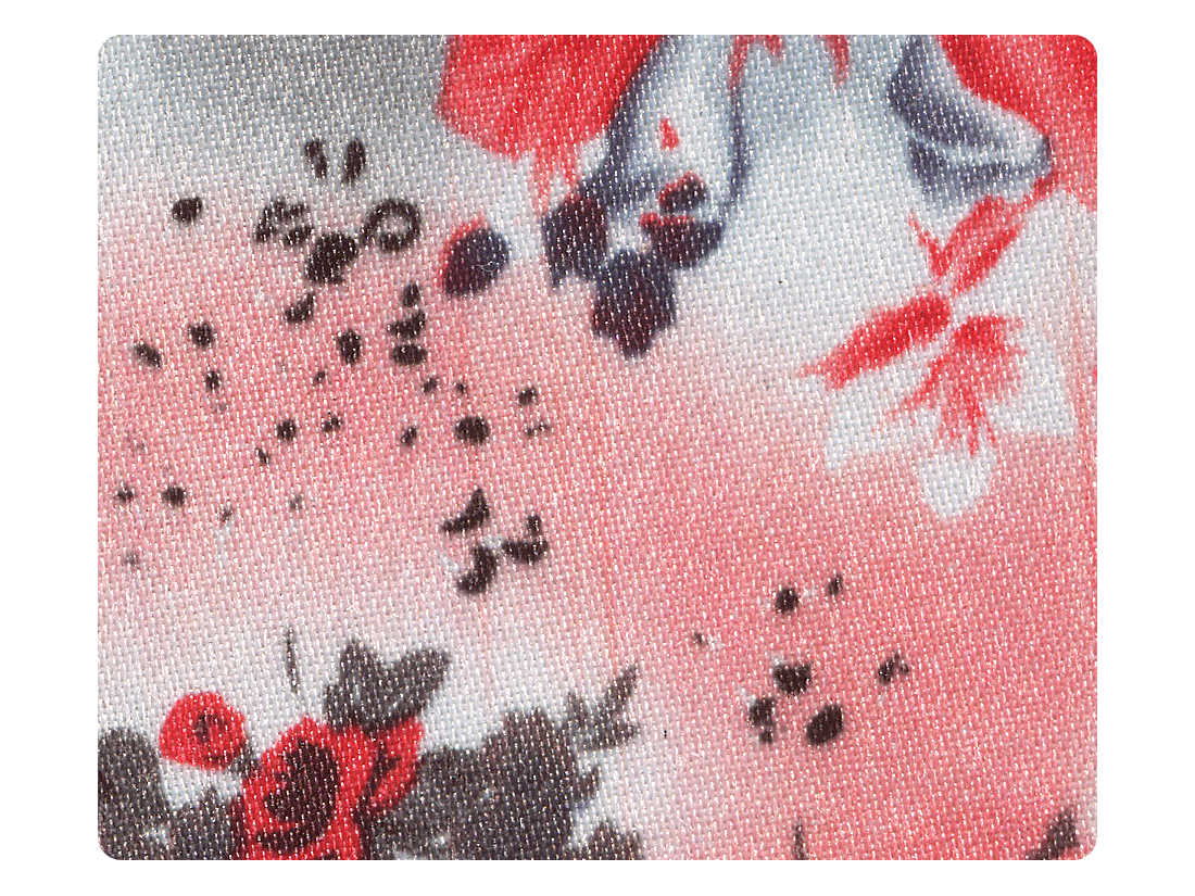 175 Grey_Red Flower Satin Fabric Swatch