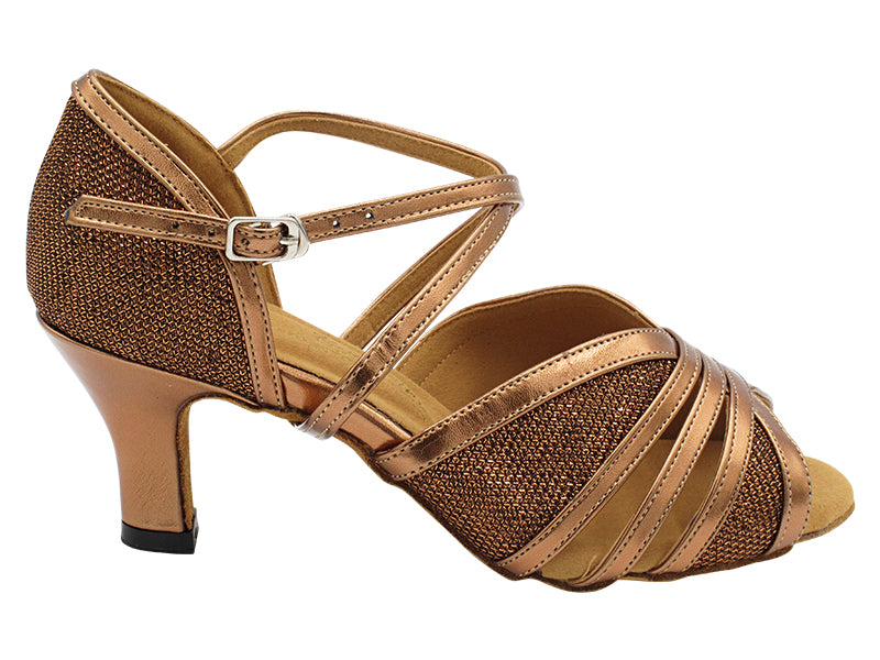 1774 Copper Glitter &amp; Dark Tan Gold Trim with 2.5&quot; Heel (2899) in the photo