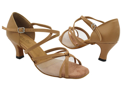 1782 Beige Brown Leather &amp; Flesh Mesh with 2.5&quot; Heel (2899) in the photo