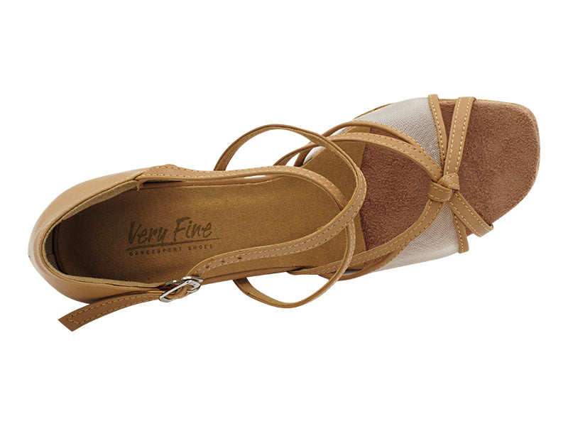 1782 Beige Brown Leather &amp; Flesh Mesh with 2.5" Heel (2899) in the photo