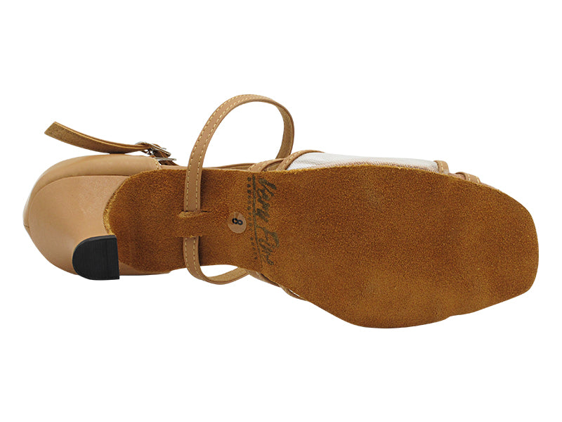 1782 Beige Brown Leather &amp; Flesh Mesh with 2.5" Heel (2899) in the photo