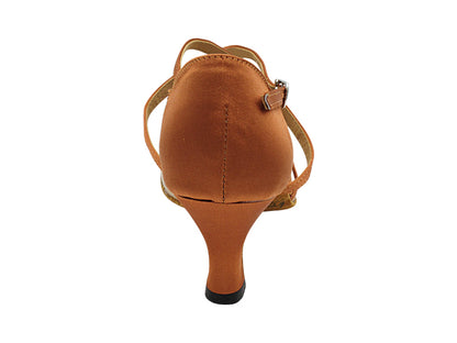 1782 Dark Tan Satin &amp; Flesh Mesh with 2.5" Heel (2899) in the photo