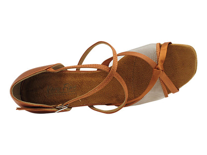1782 Dark Tan Satin &amp; Flesh Mesh with 2.5" Heel (2899) in the photo