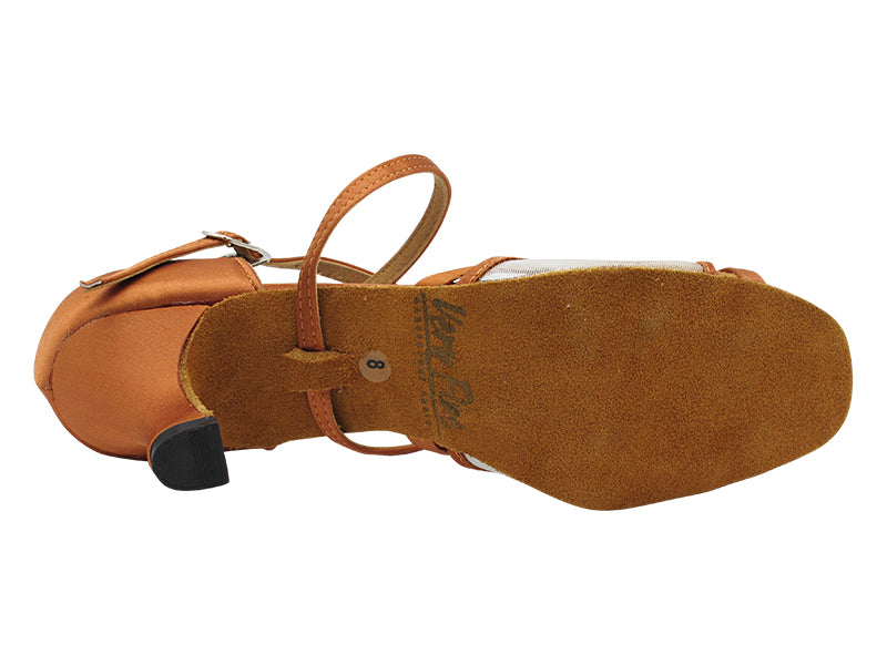 1782 Dark Tan Satin &amp; Flesh Mesh with 2.5" Heel (2899) in the photo