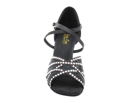 1789Bling Black Satin &amp; Black Mesh with 2.75" Flare Heel (1995) in the photo