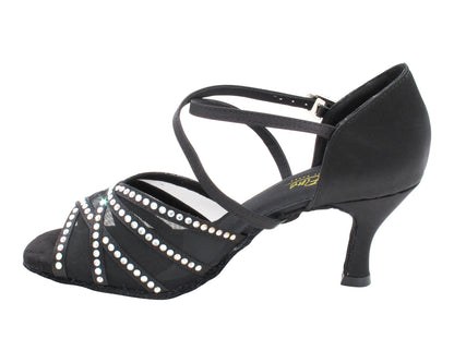 1789Bling Black Satin &amp; Black Mesh with 2.75" Flare Heel (1995) in the photo