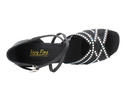 1789Bling Black Satin &amp; Black Mesh with 2.75" Flare Heel (1995) in the photo