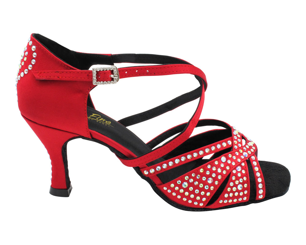 1791Bling Dark Red Satin with 2.75" Flare Heel (1995) in the photo