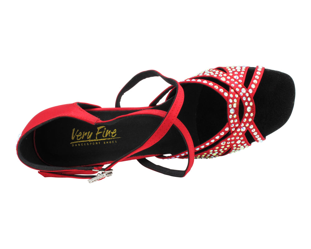 1791Bling Dark Red Satin with 2.75" Flare Heel (1995) in the photo
