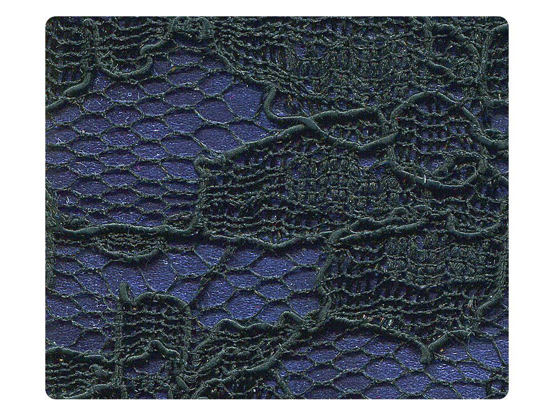 183 Black Lace Dark Blue PU Fabric Swatch
