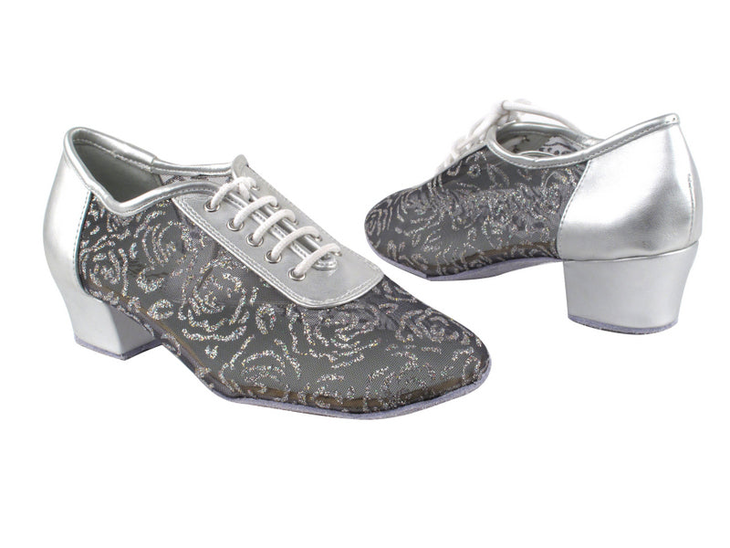 2002 151 Soft Silver PU_154 Mesh with 1.5&quot; Heel in the photo