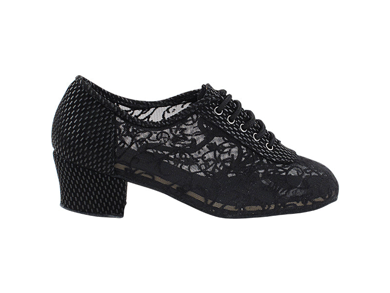 2002 295 Black Velvet_46 Black Flower Mesh with 1.5&quot; Heel (2001) in the photo
