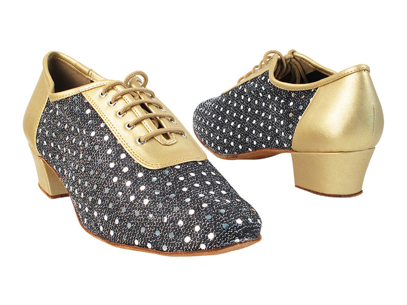 2002 57 Light Gold PU_66 Silver Dots with 2001_1.5&quot; Heel in the photo