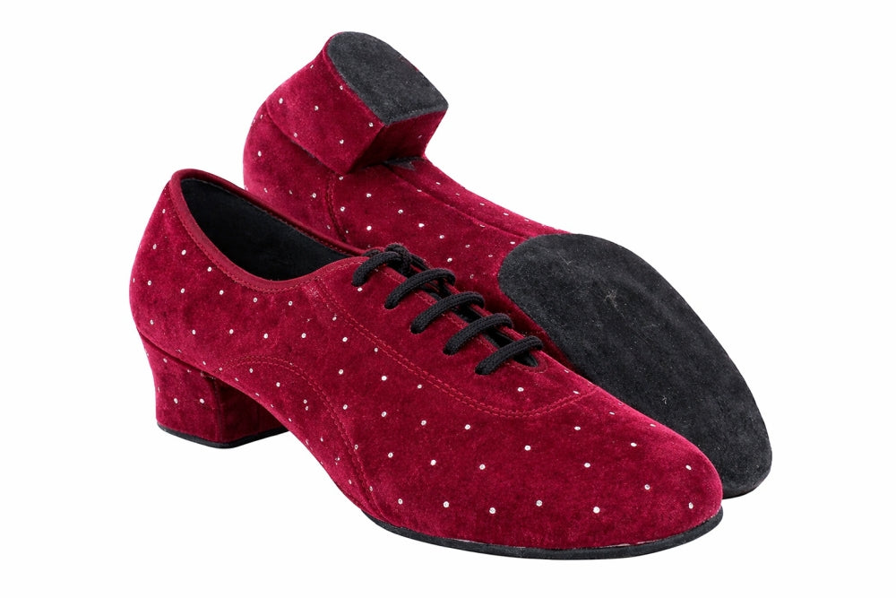 2003LEDSS-Split Burgundy Velvet Crystal  with 1.5" Heel (2001) in the photo