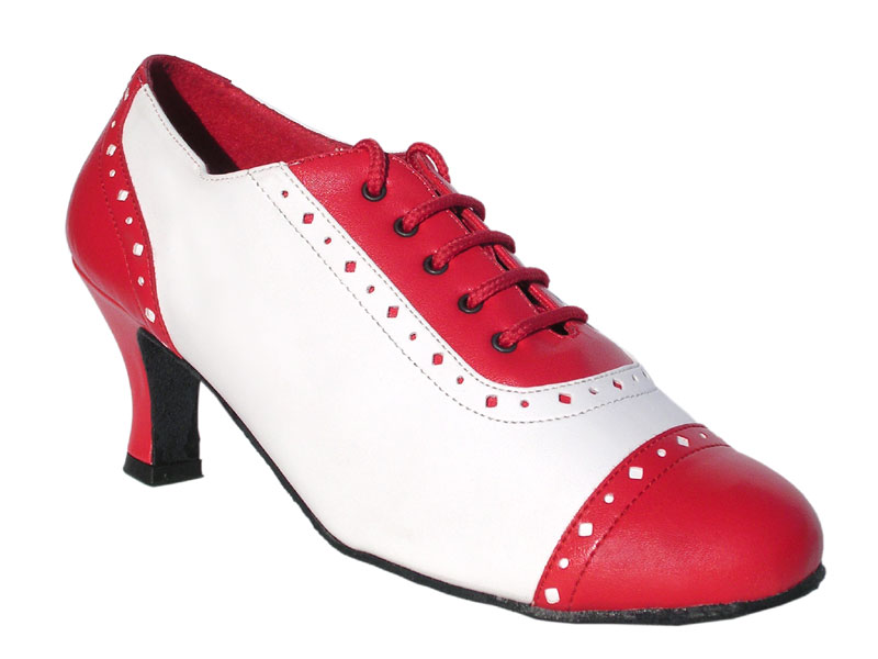 2007 Red Leather &amp; White Leather with 2.5&quot; Heel in the photo