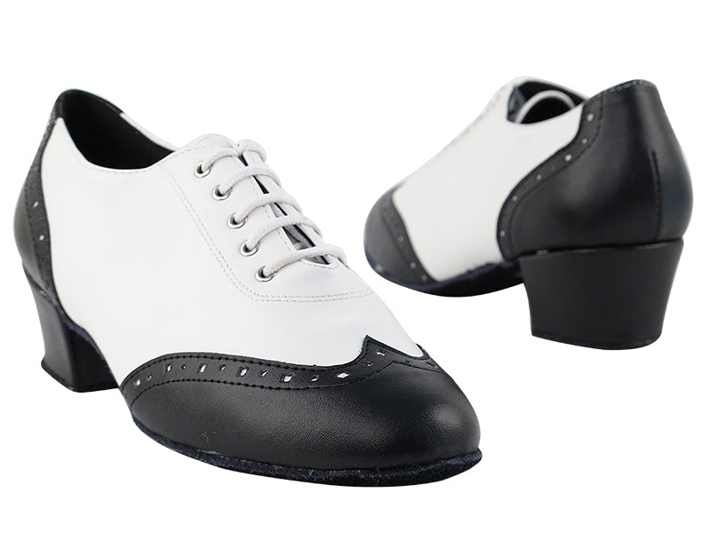 2008 Black Leather &amp; White Leather with 1.5&quot; Medium Heel in the photo