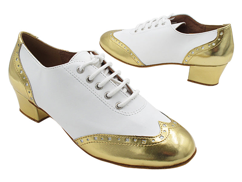 2008 Shiny Gold Leather_F_B &amp; White Leather_M with 1.5&quot; Heel (2001) in the photo