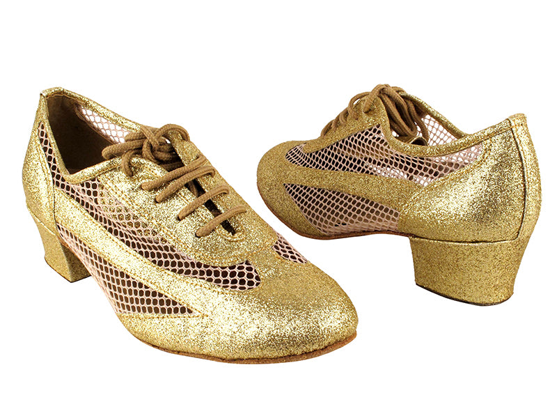 2009 174 Light Gold Stardust_178 Brown Mesh with 1.5&quot; Medium Heel in the photo