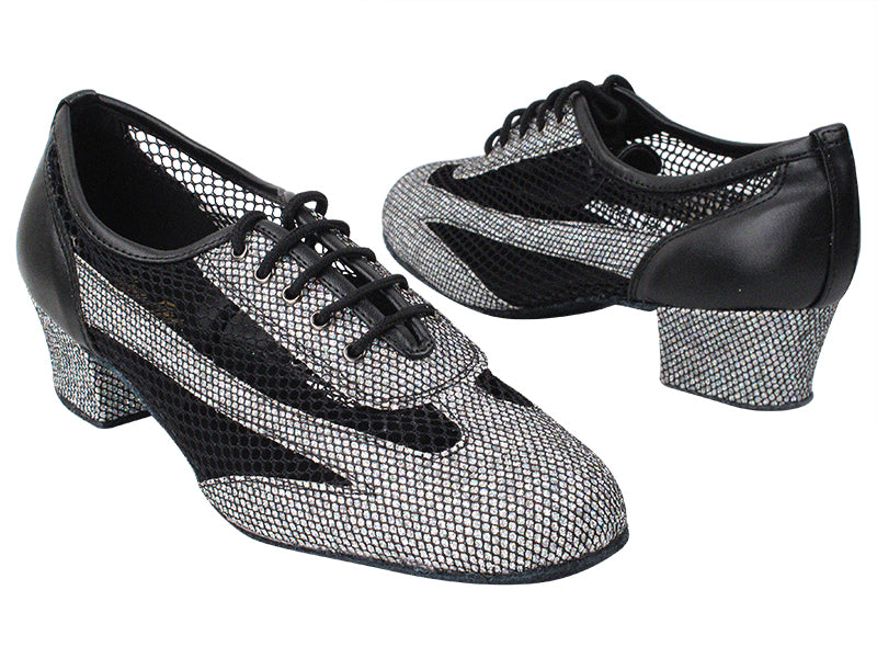2009 97 Black Sparklenet_140 Black PU_B_176 Black Mesh with 1.5" Medium Heel in the photo