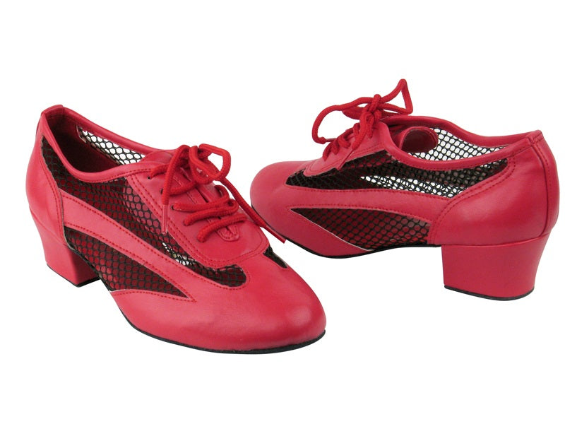 2009 Red Leather_Black Mesh with 1.5&quot; Medium heel in the photo