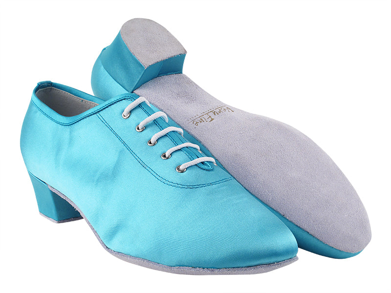 2302 230 Light Blue Satin with 1.5&quot; Latin Heel in the photo