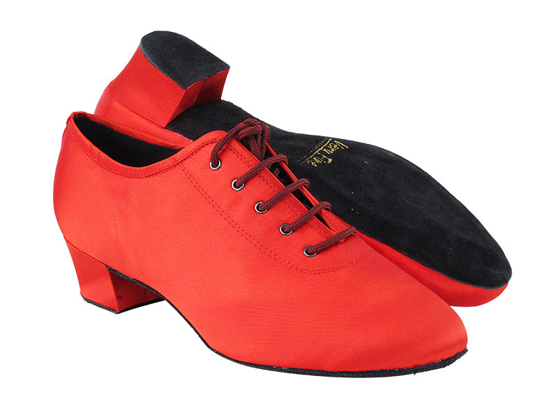 2302 Red Satin with 1.5&quot; Latin Heel in the photo