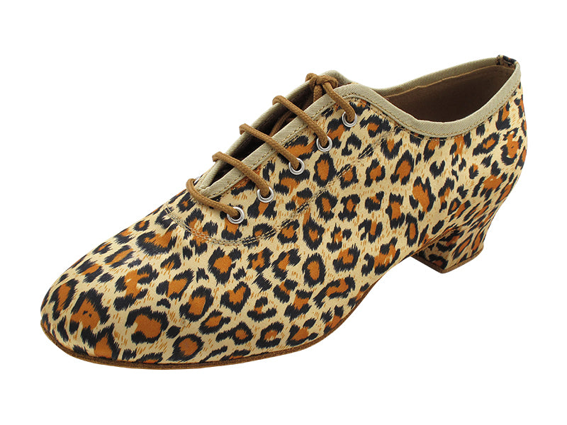 2302 Leopard Satin with 1" Standard Heel in the photo