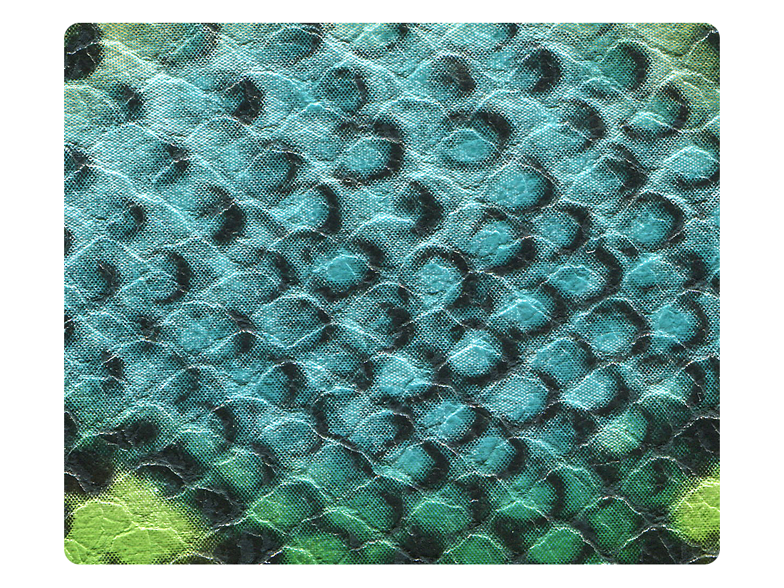 245 Blue &amp; Green Snake PU Fabric Swatch