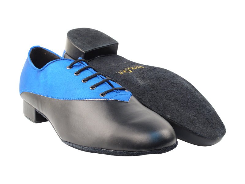 2504 247 Gem Blue Satin_B_Black Leather_F with 1&quot; Standard Heel in the photo